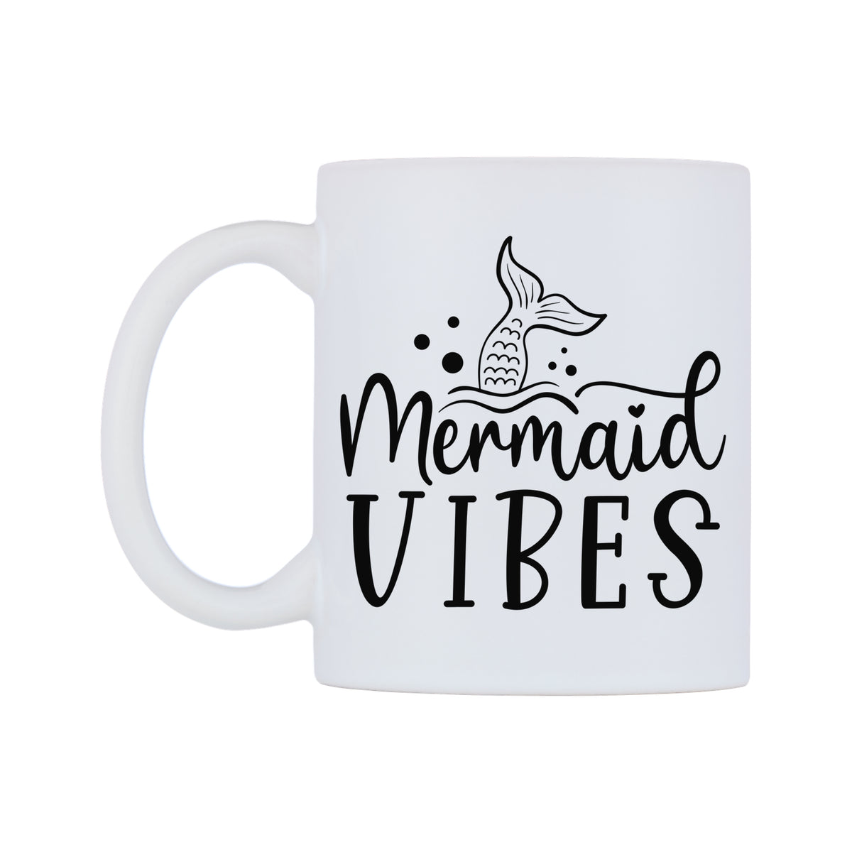 Marmaid vibes Mug — white 11oz gloss mug, right side, on a white background