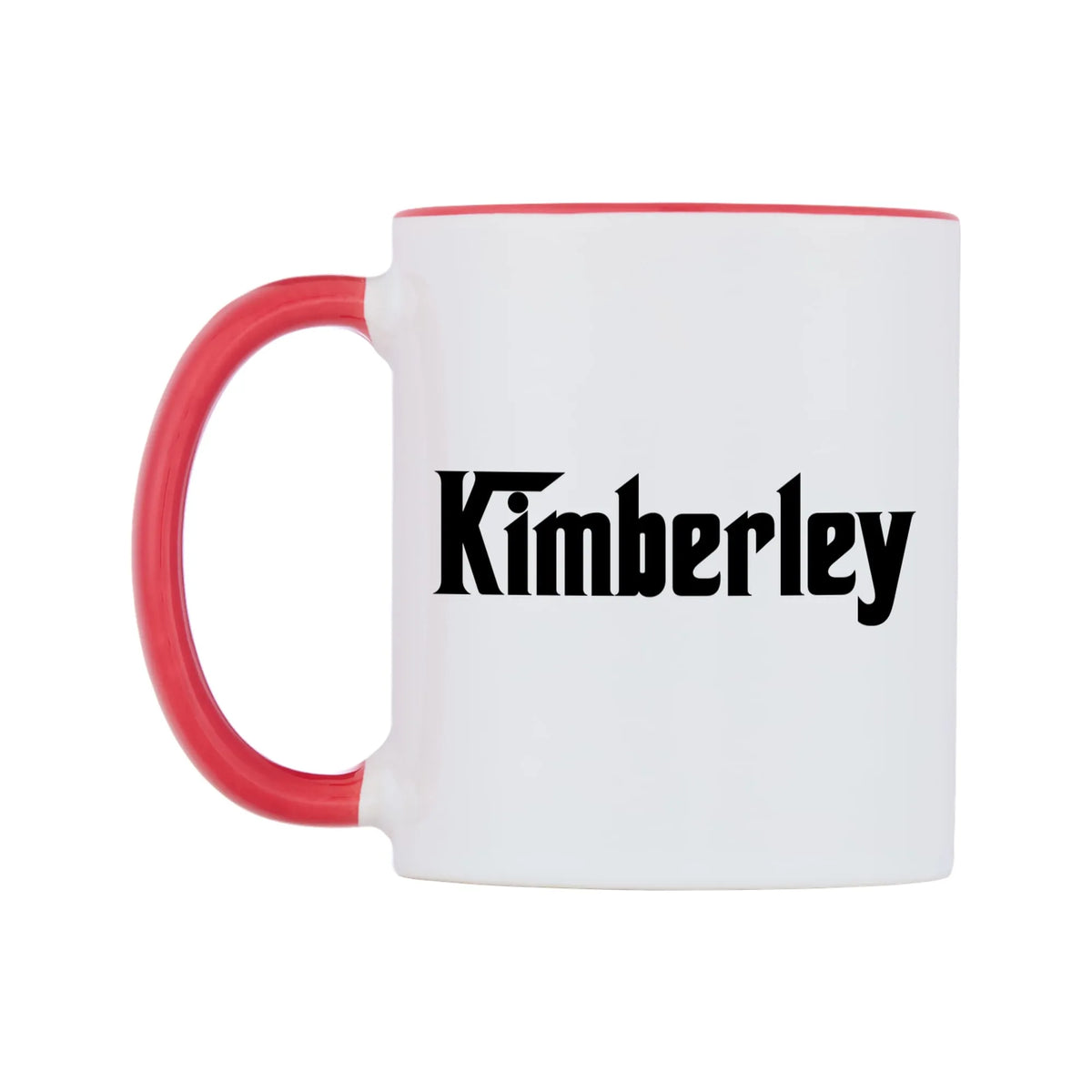 Kimberley - Godfather Themed Mug — white 11oz gloss mug with a red inside and handle, right side, on a white background
