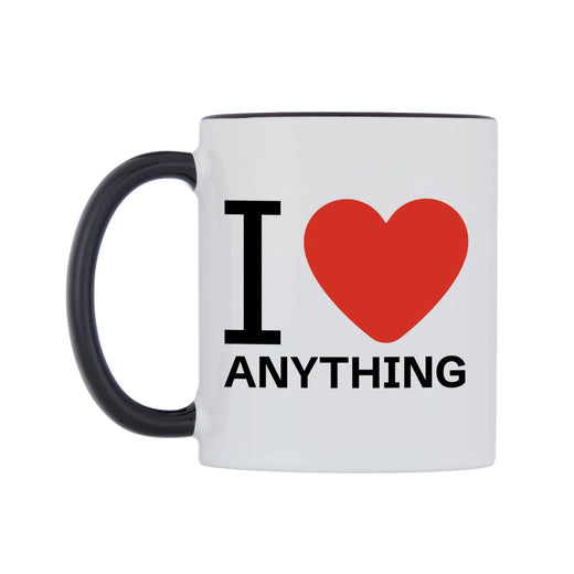 I Love Personalised Mug — white 11oz gloss mug with a black inside and handle, right side, on a white background