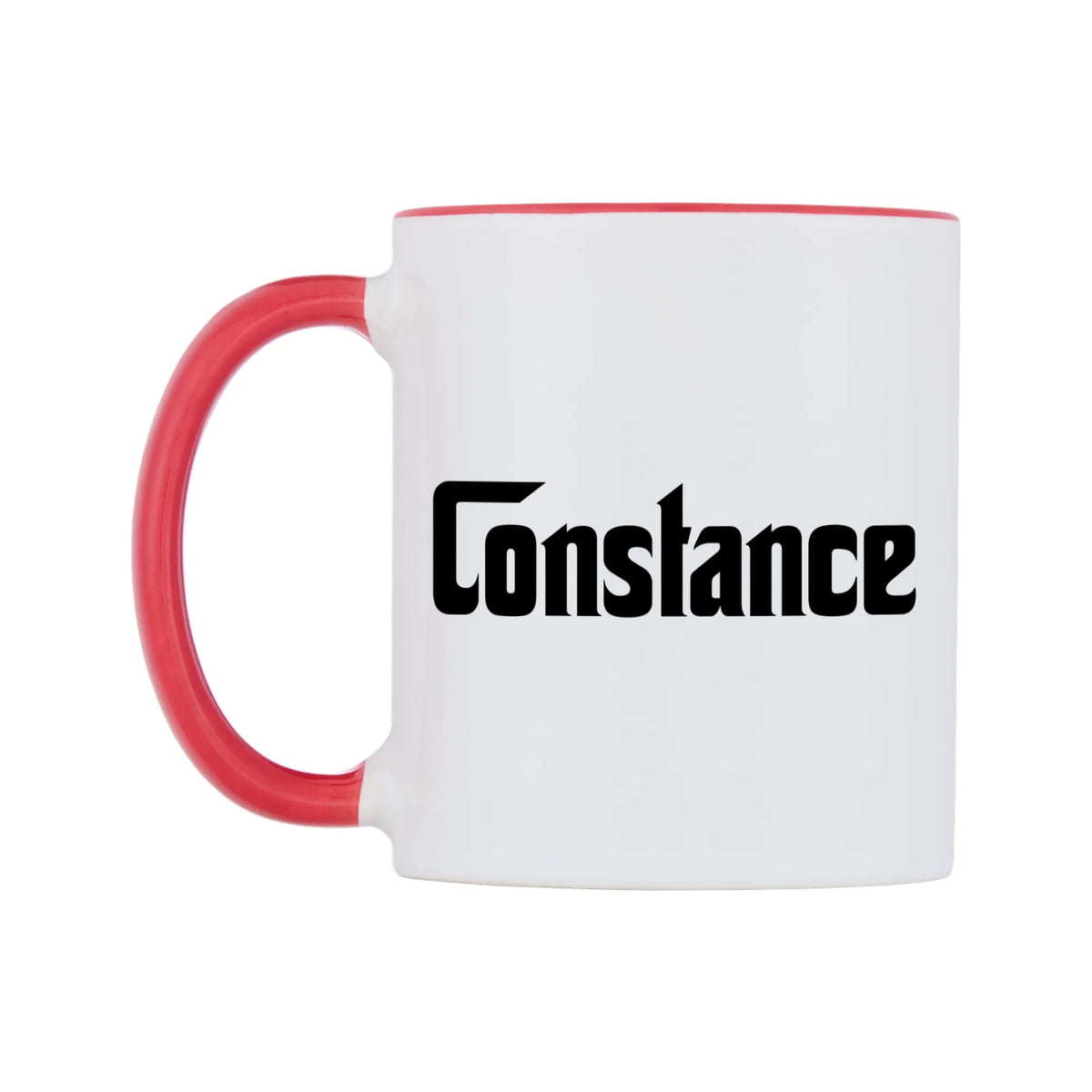 Constance - Godfather Themed Mug — white 11oz gloss mug with a red inside and handle, right side, on a white background