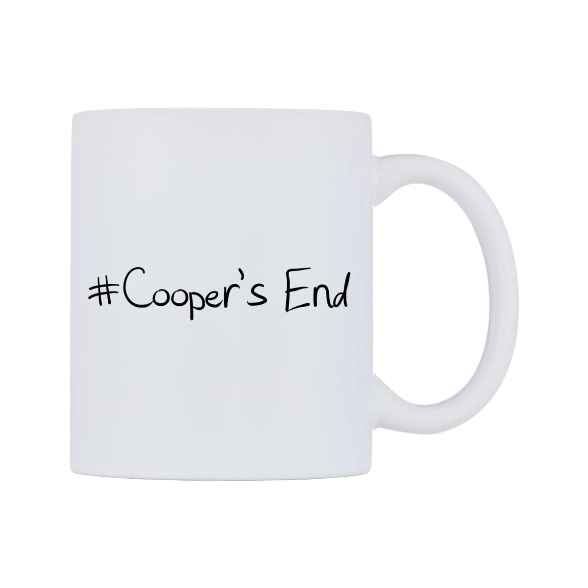 Cooper's End Mug — mug, left side, on a white background