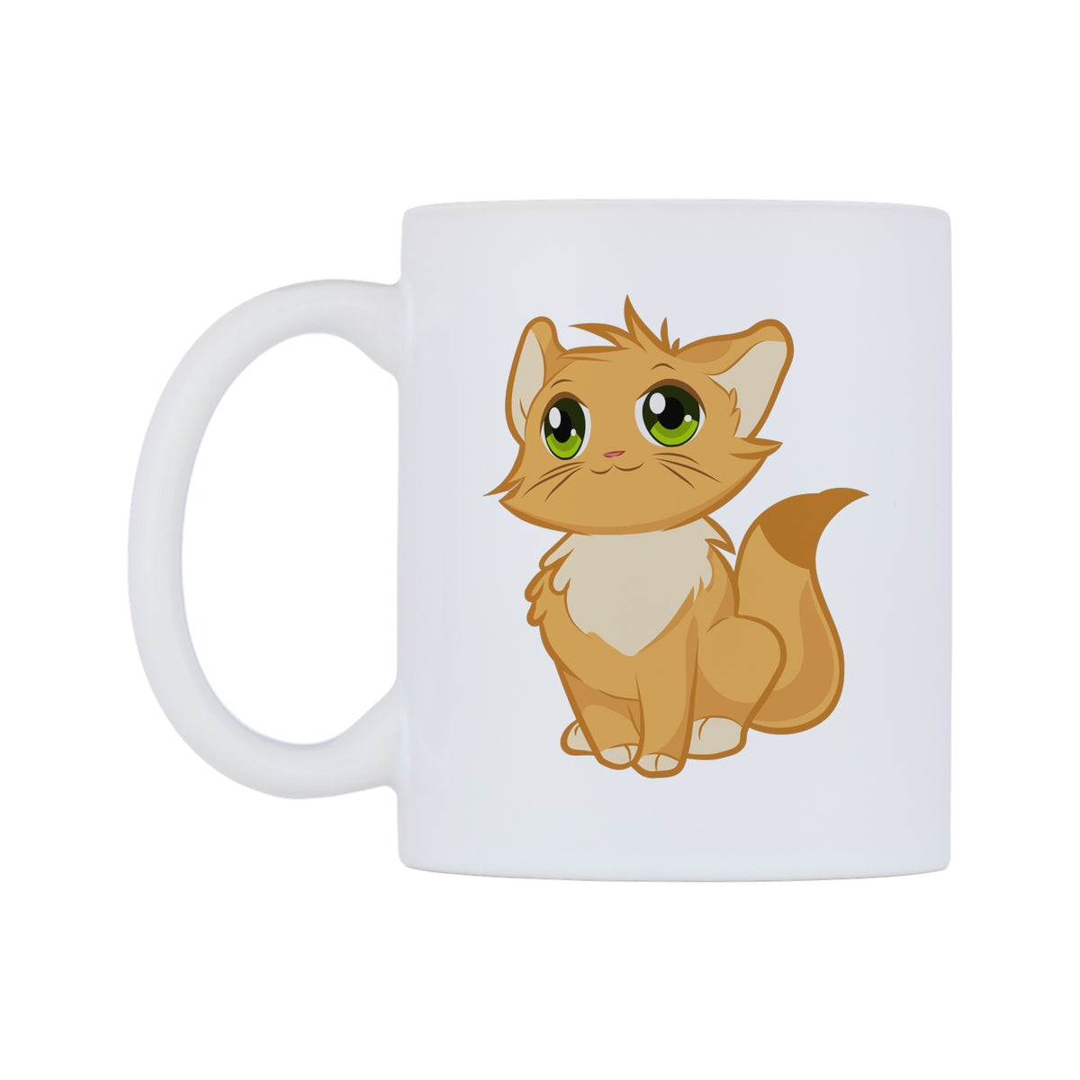 Cute Kitten Mug — white 11oz gloss mug, right side, on a white background