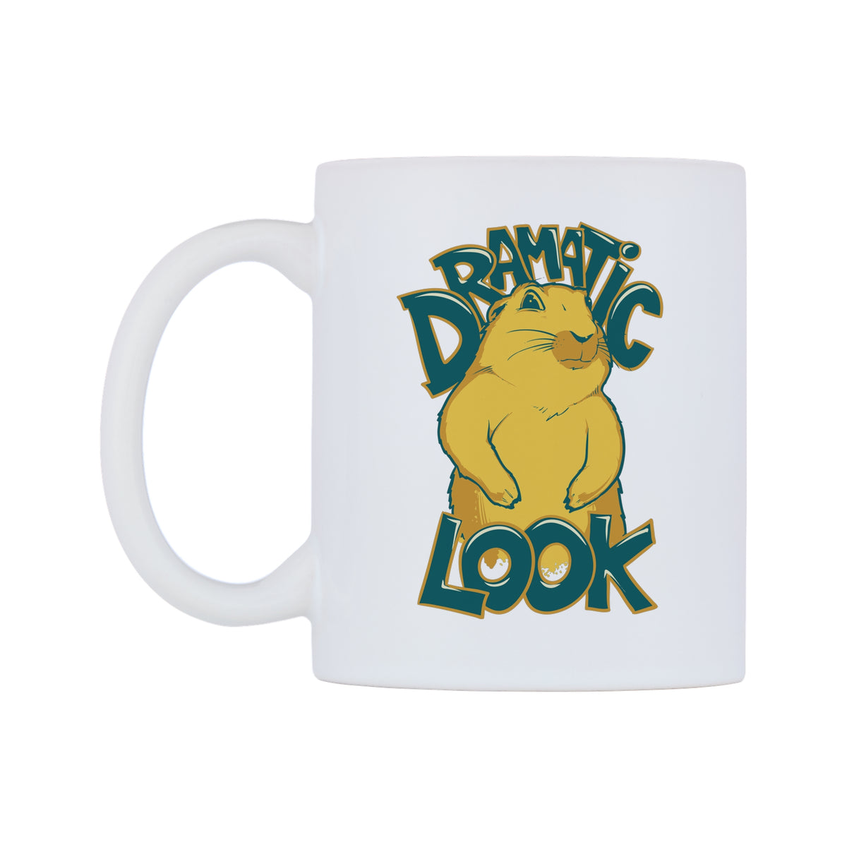 Dramatic Look Mug — white 11oz gloss mug, right side, on a white background