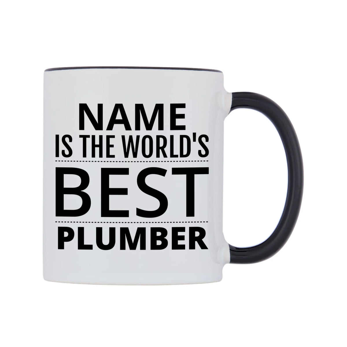 World's Best Personalised Mug — white 11oz gloss mug with a black inside and handle, left side, on a white background