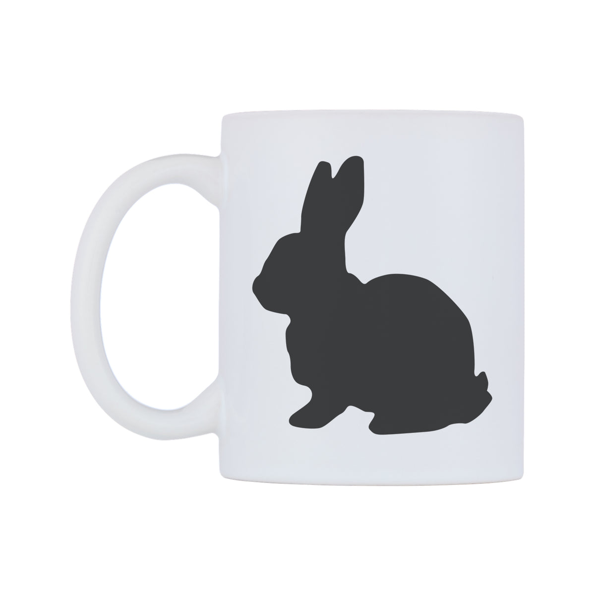 Easter Bunny Shadow Mug — white 11oz gloss mug, right side, on a white background