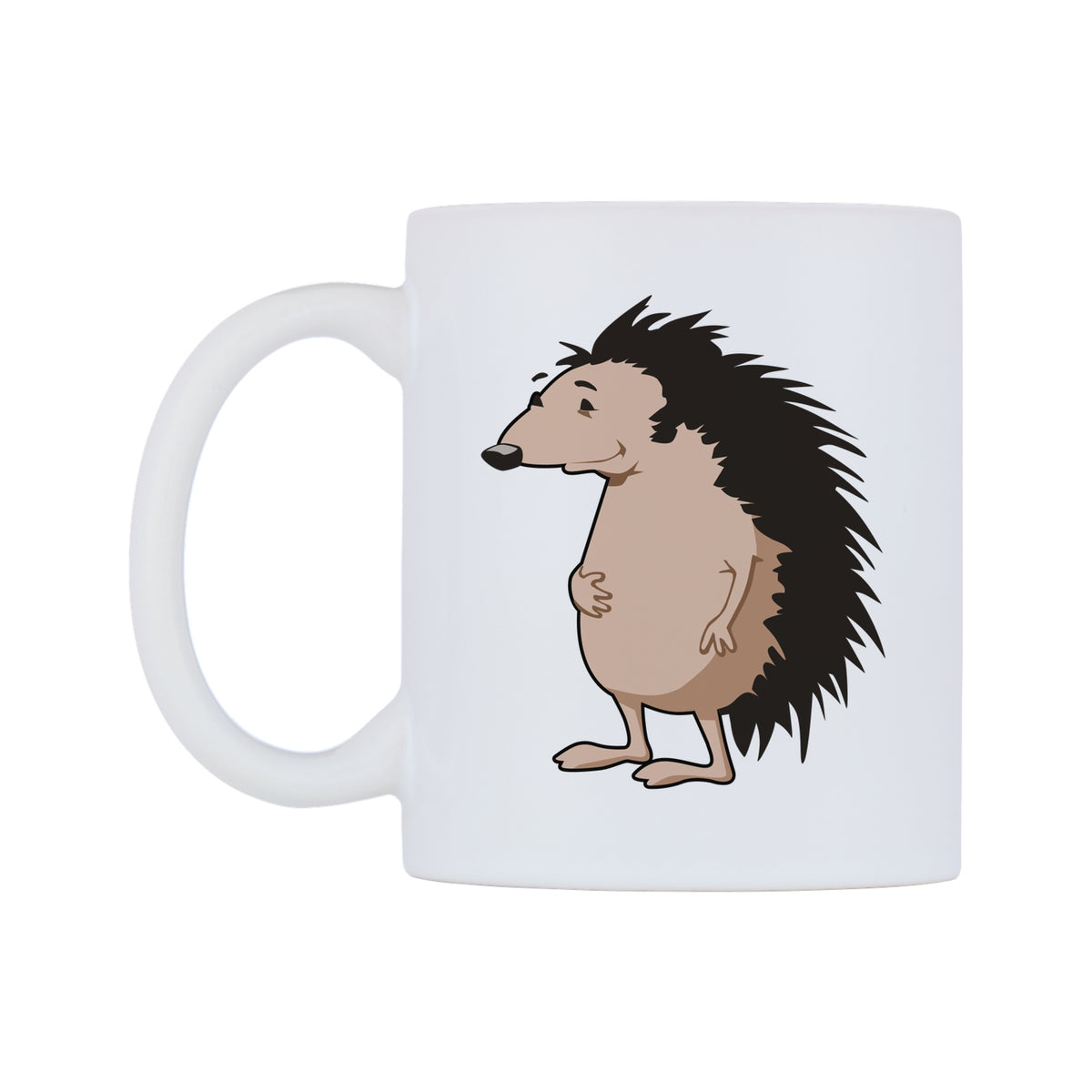 Cute Hedgehog Mug — white 11oz gloss mug, right side, on a white background