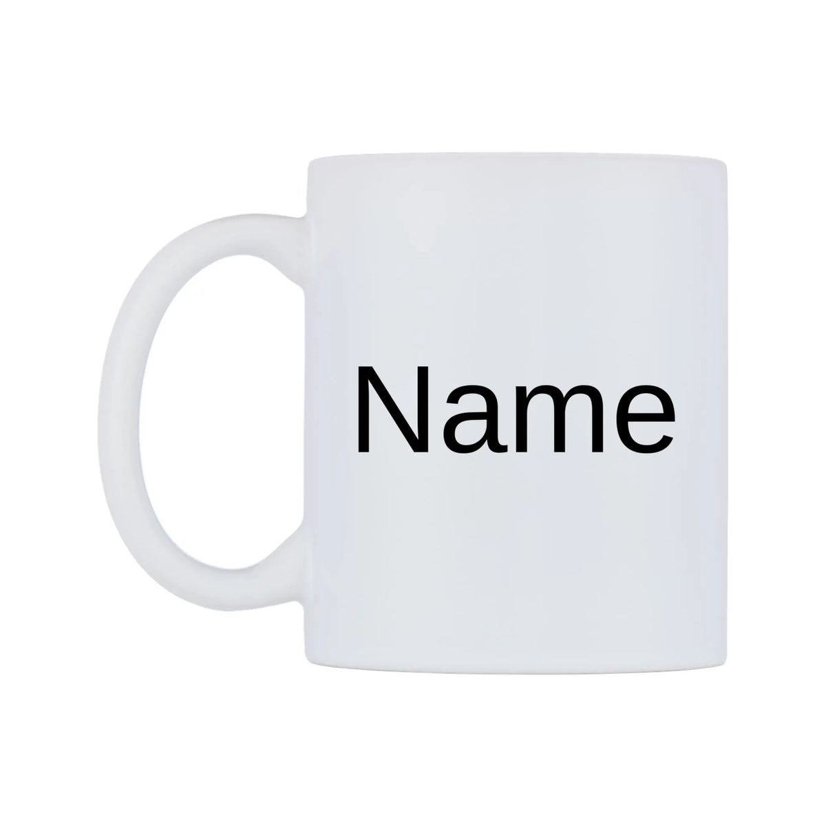 Name Personalised Mug — white 11oz gloss mug, right side, on a white background