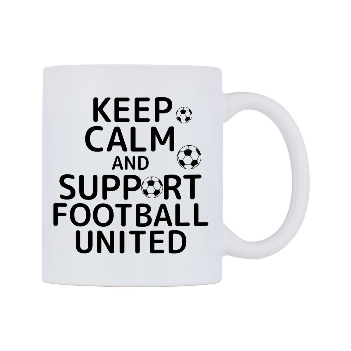 Keep Calm And Support Personalised Team Mug — white 11oz gloss mug, left side, on a white background