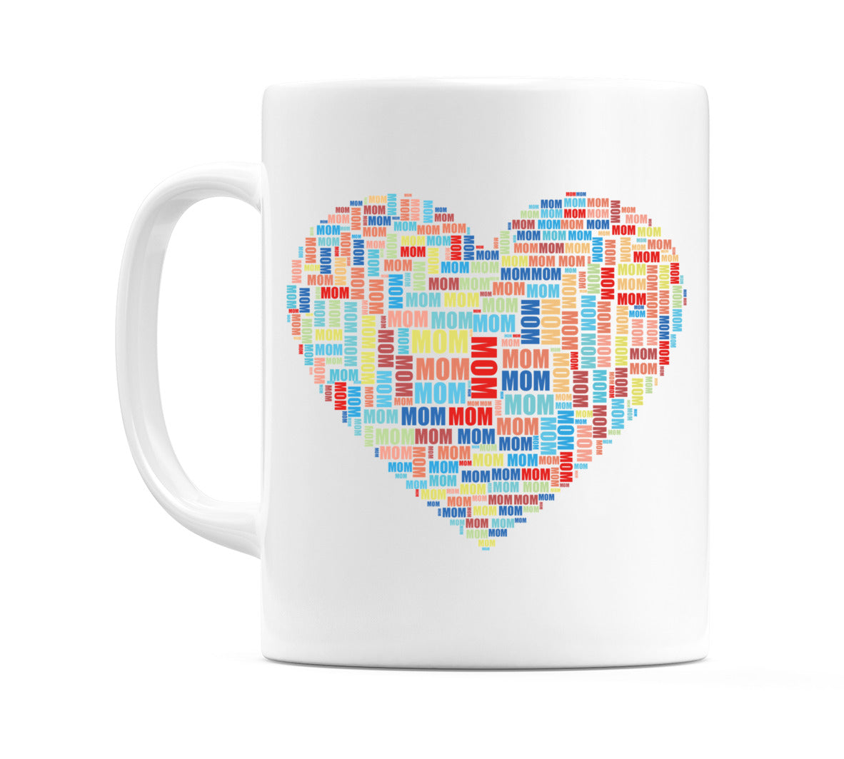 Mom Word Art in Heart Shape Mug
