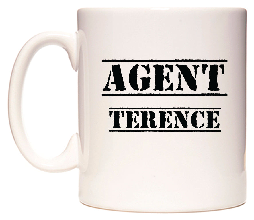 This mug features Agent Terence