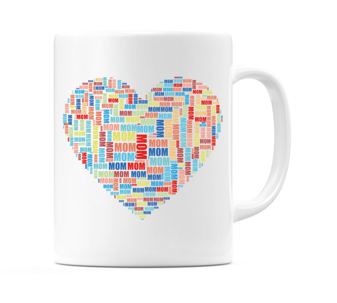 Mom Word Art in Heart Shape Mug