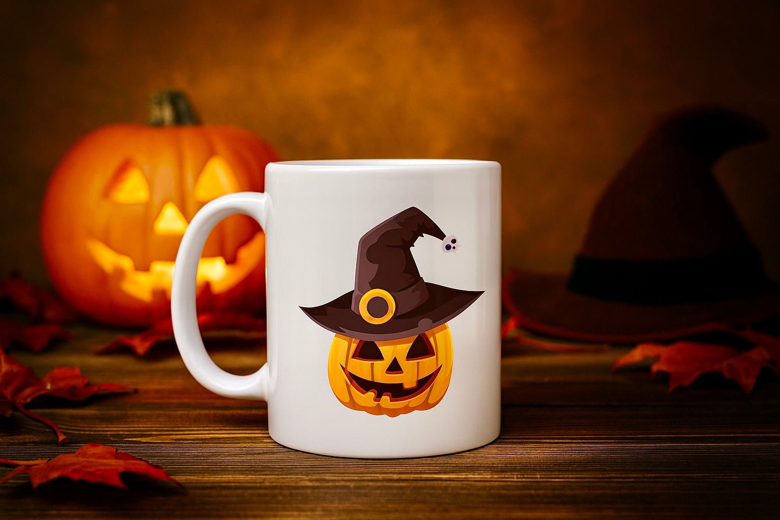 Pumpkin with Wizard Hat Mug