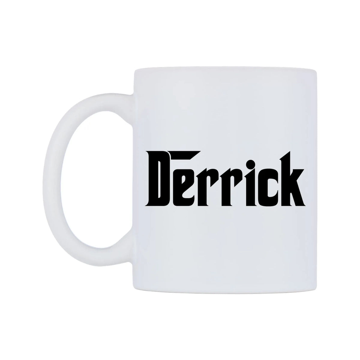 Derrick - Godfather Themed Mug — white 11oz gloss mug, right side, on a white background