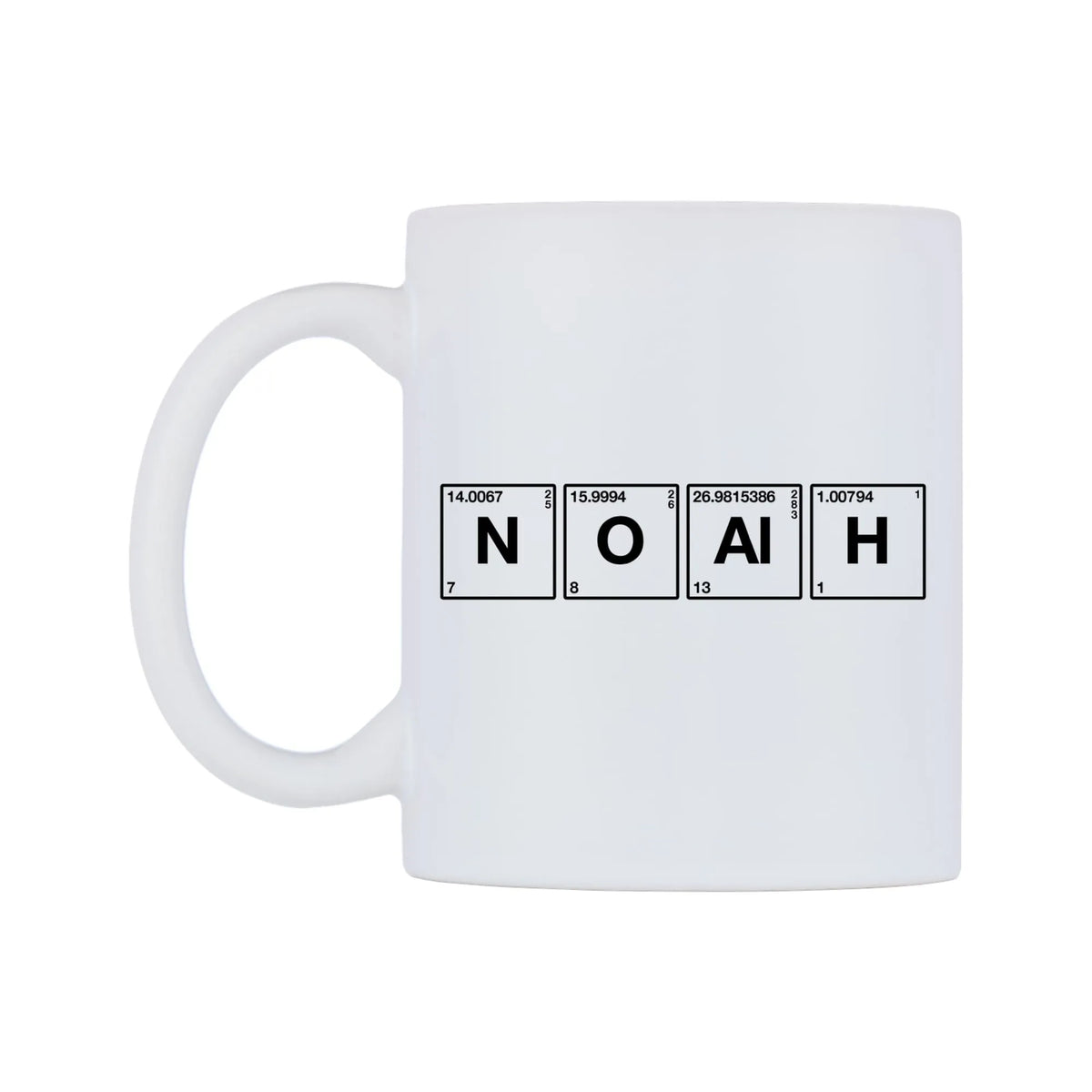 Noah - Chemistry Themed Mug — mug, right side, on a white background