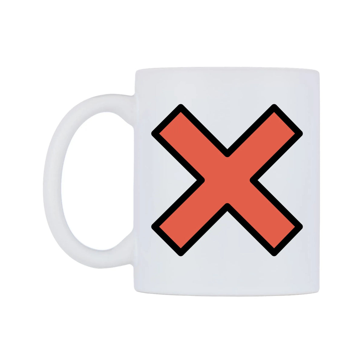 Cross Mark Emoji Mug — mug, right side, on a white background