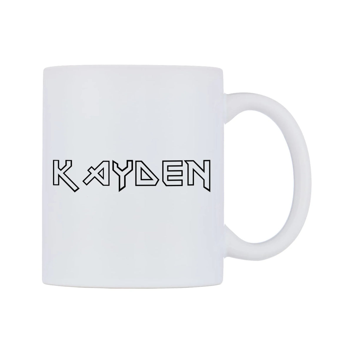 Kayden - Iron Maiden Themed Mug — white 11oz gloss mug, left side, on a white background