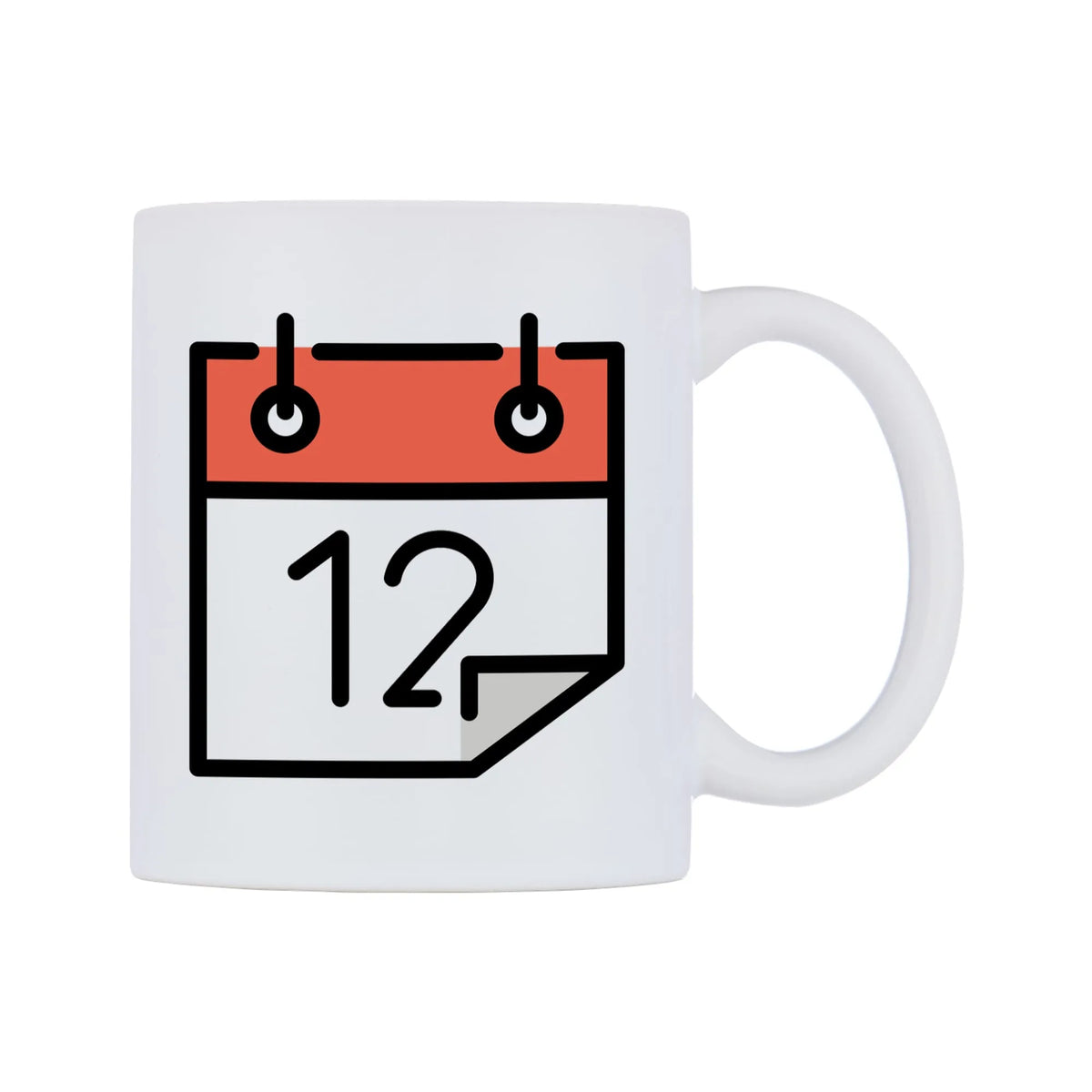 Calendar Emoji Mug — mug, left side, on a white background