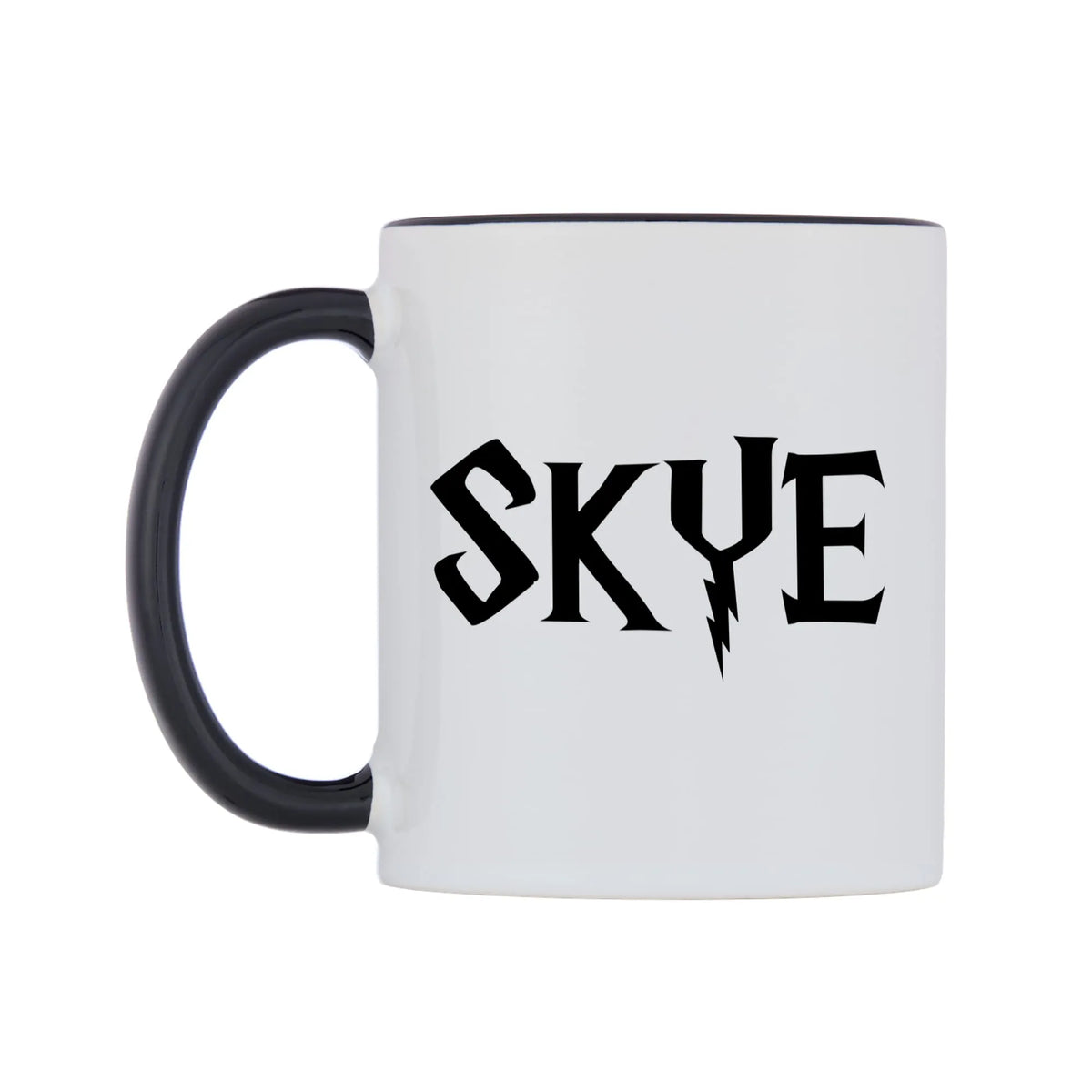 Skye - Wizard Themed Mug — white 11oz gloss mug with a black inside and handle, right side, on a white background
