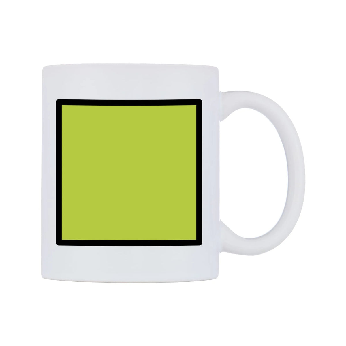 Green Square Emoji Mug — mug, left side, on a white background