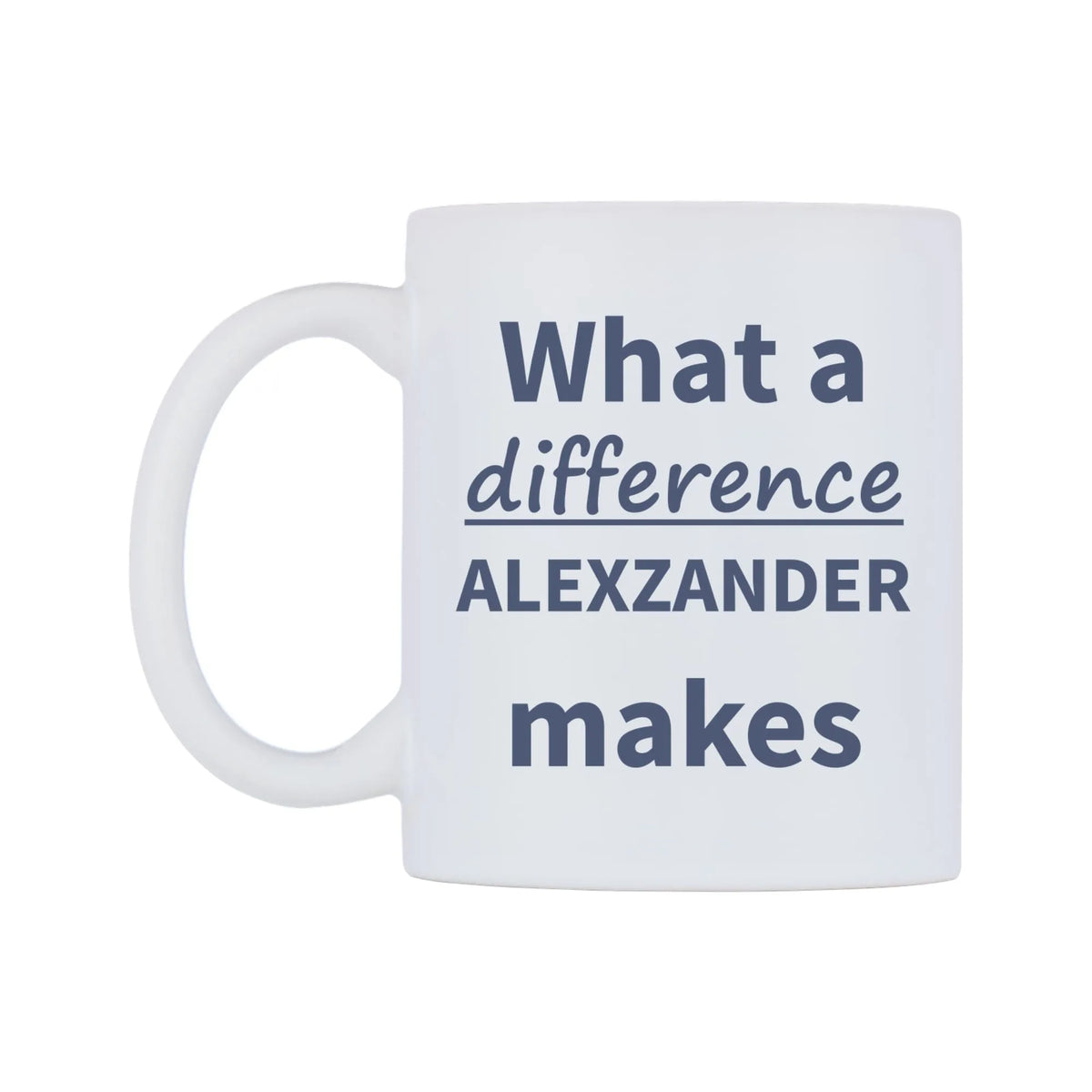 What a difference ALEXZANDER makes Mug — mug, right side, on a white background