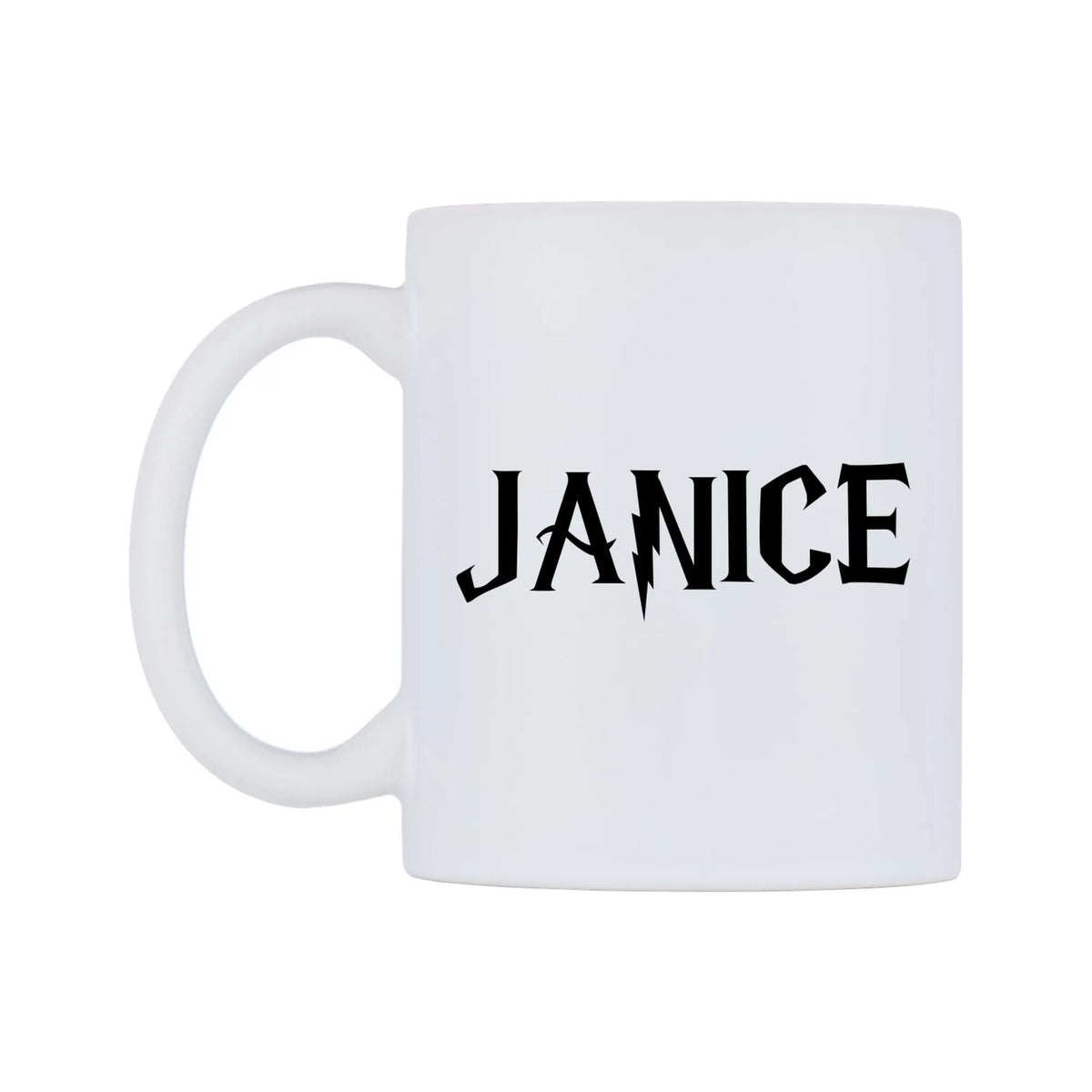 Janice - Wizard Themed Mug — white 11oz gloss mug, right side, on a white background
