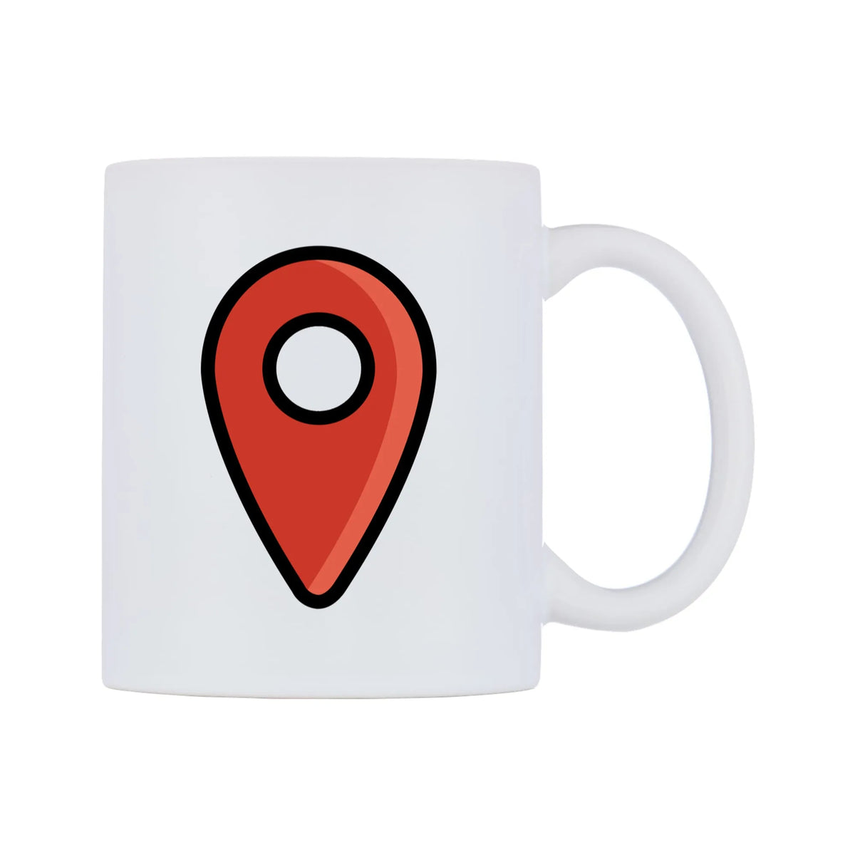 Location Indicator Red Emoji Mug — mug, left side, on a white background
