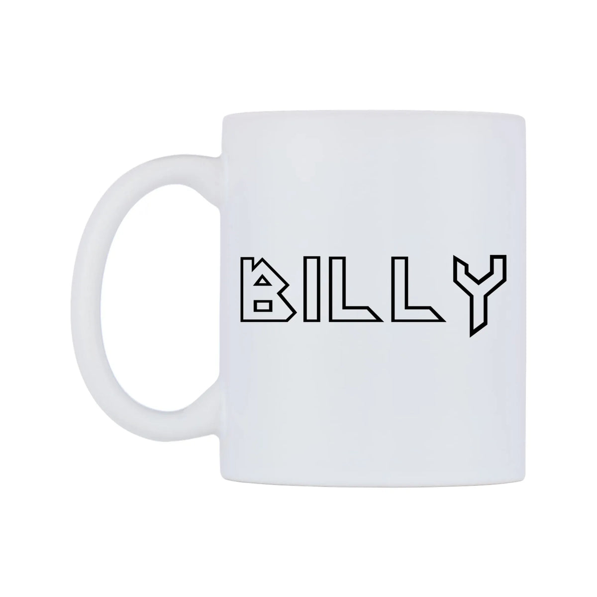 Billy - Iron Maiden Themed Mug — white 11oz gloss mug, right side, on a white background