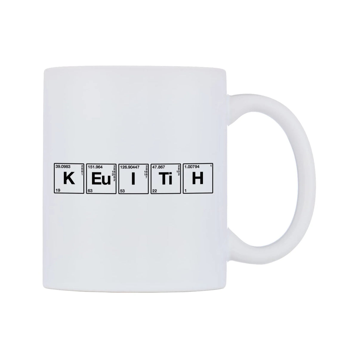 Keith - Chemistry Themed Mug — mug, left side, on a white background