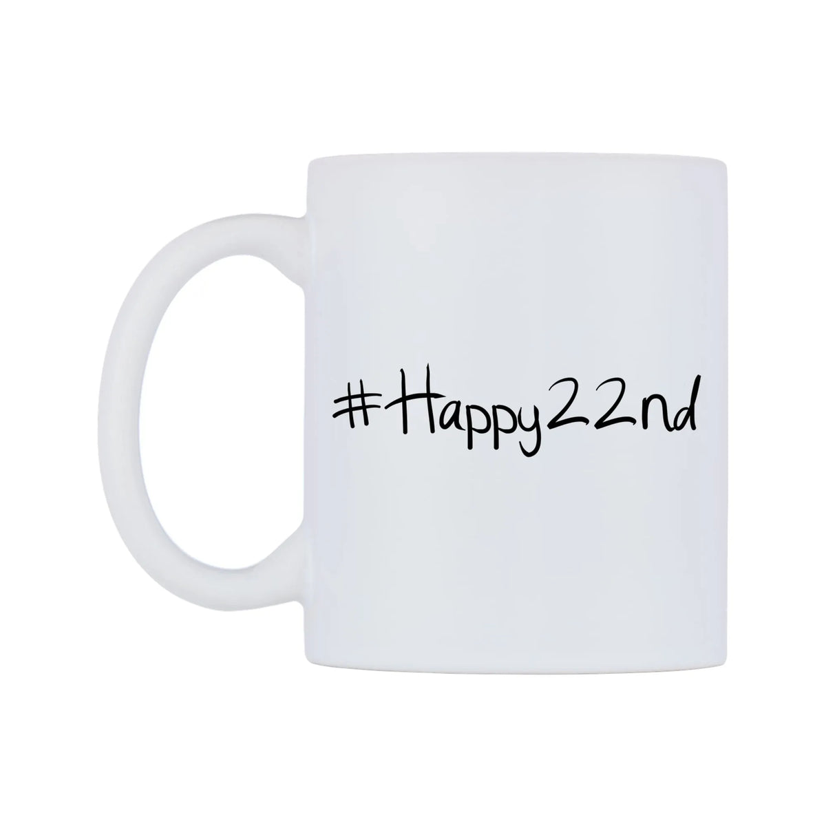 Happy22nd Mug — mug, right side, on a white background