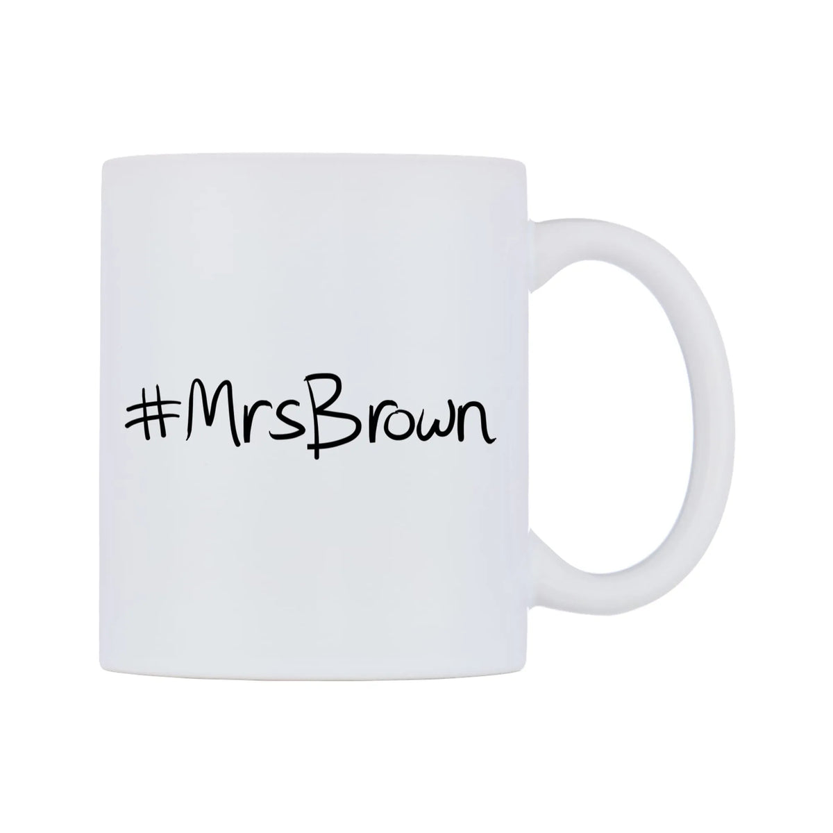 MrsBrown Mug — mug, left side, on a white background