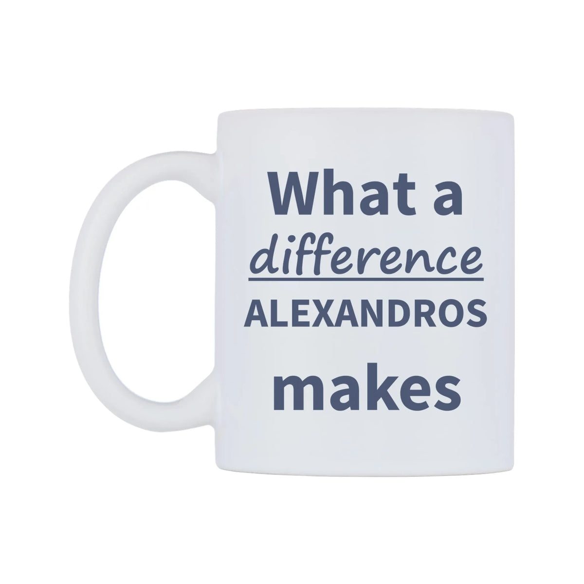 What a difference ALEXANDROS makes Mug — mug, right side, on a white background