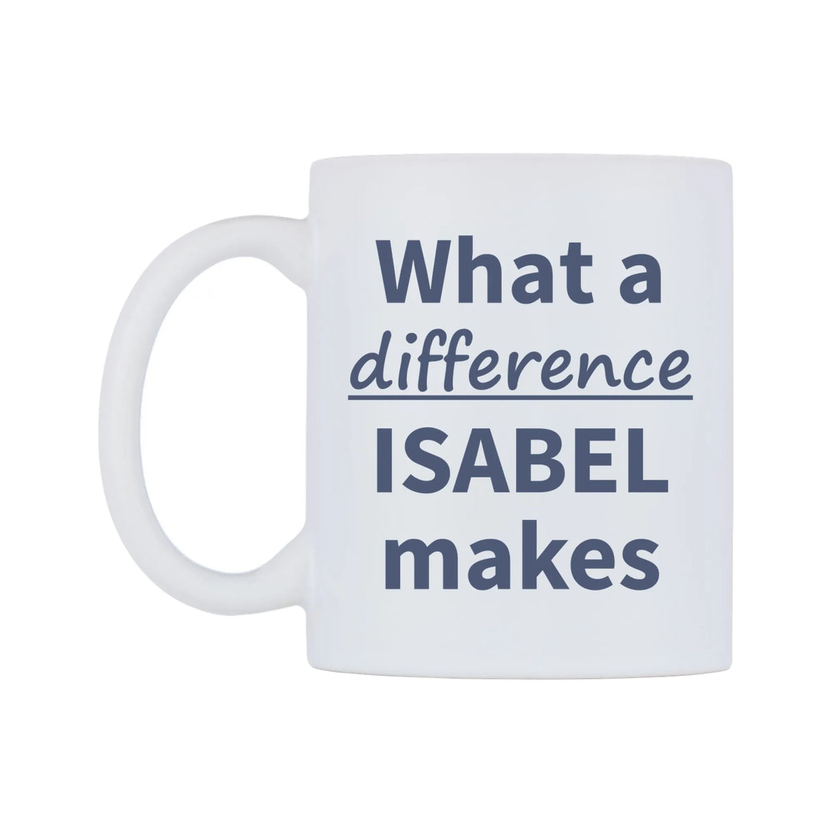 What a difference ISABEL makes Mug — mug, right side, on a white background