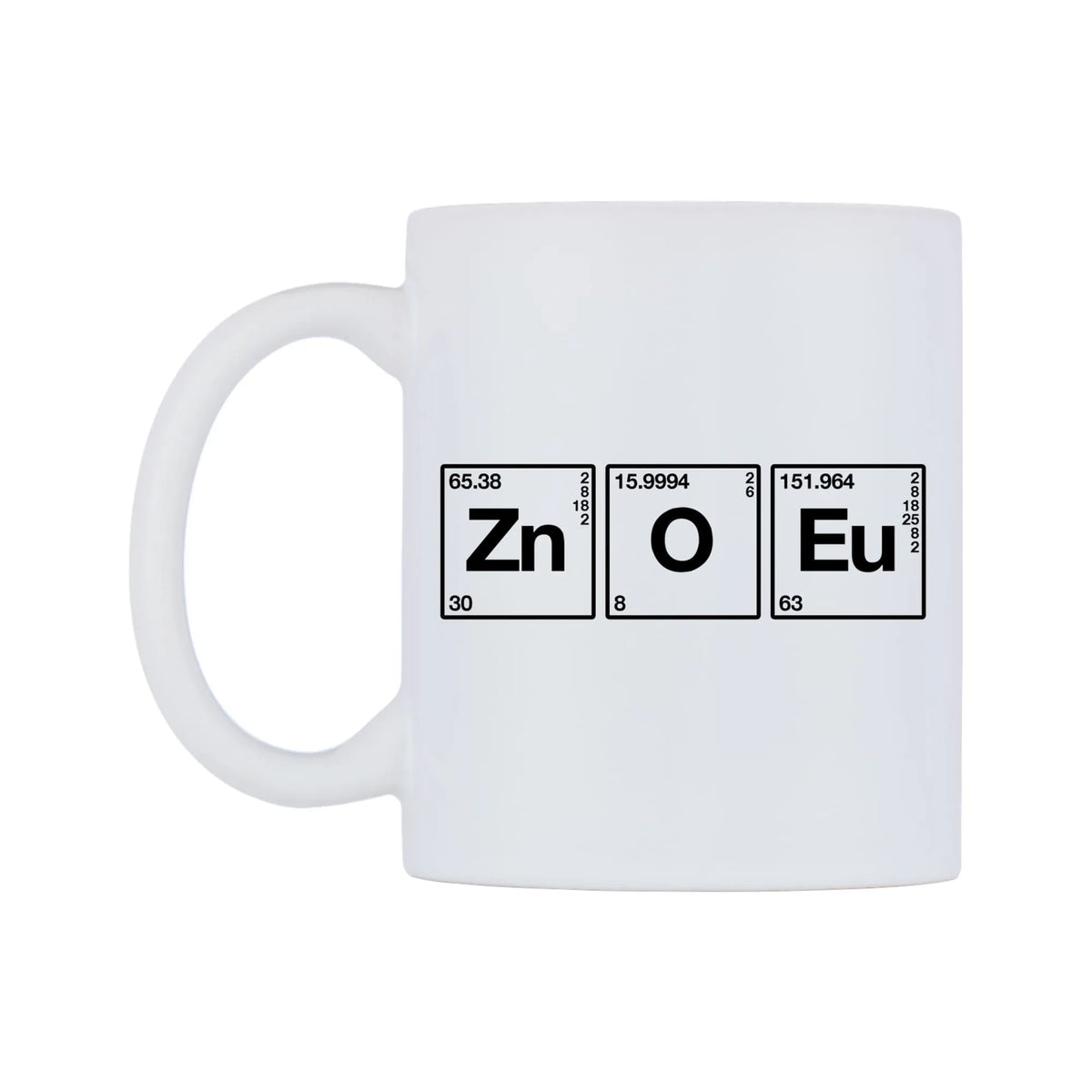 Zoe - Chemistry Themed Mug — mug, right side, on a white background