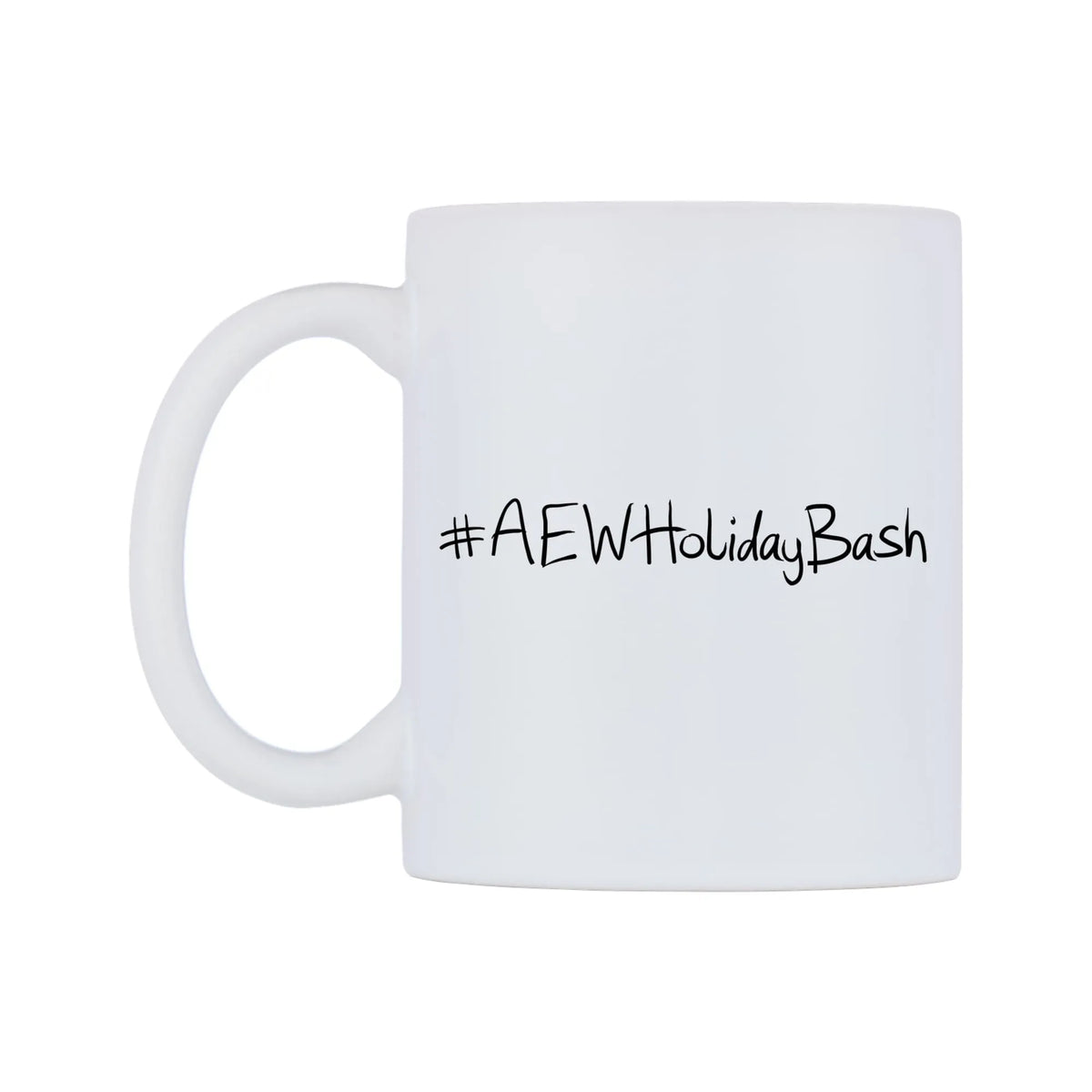 AEWHolidayBash Mug — mug, right side, on a white background