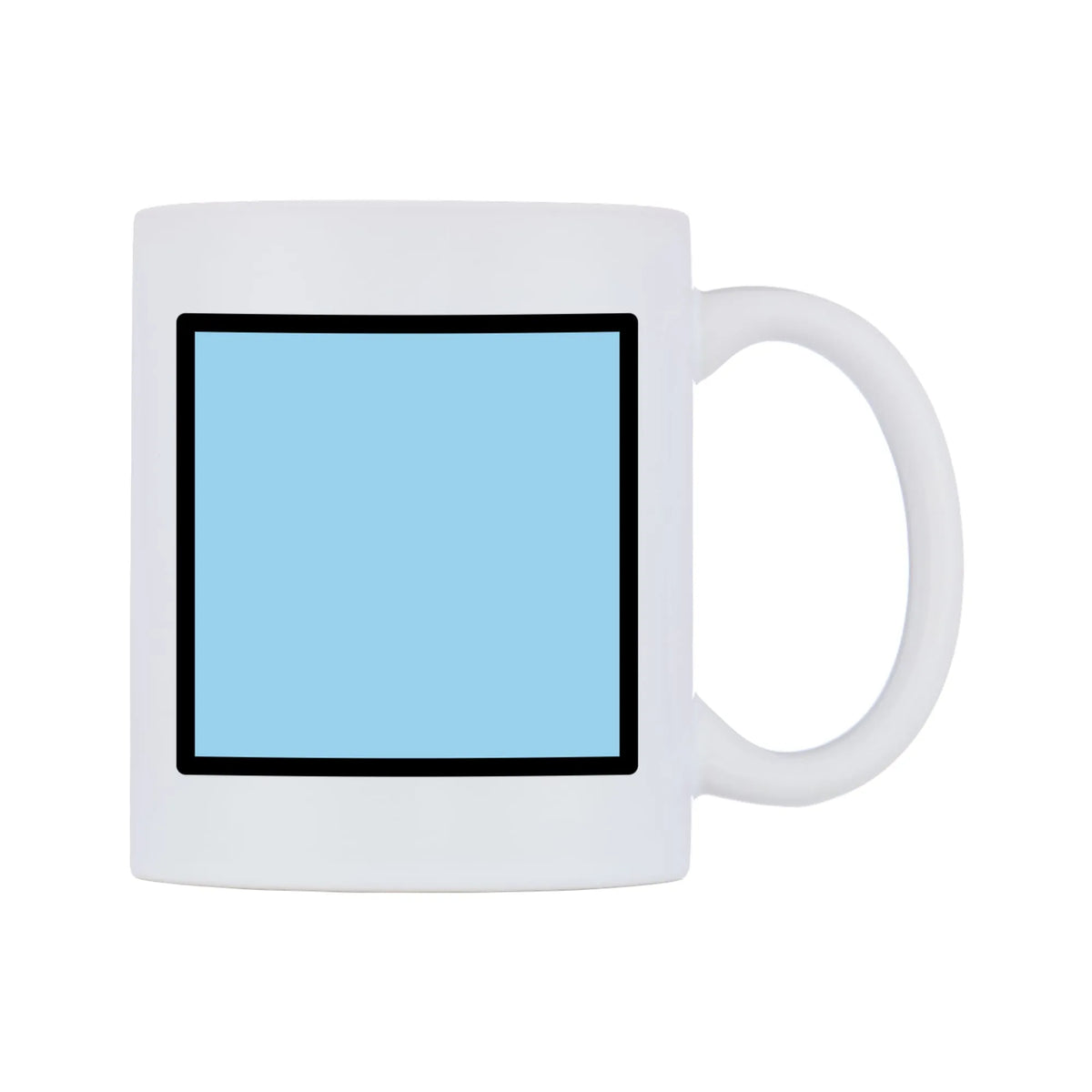 Blue Square Emoji Mug — mug, left side, on a white background