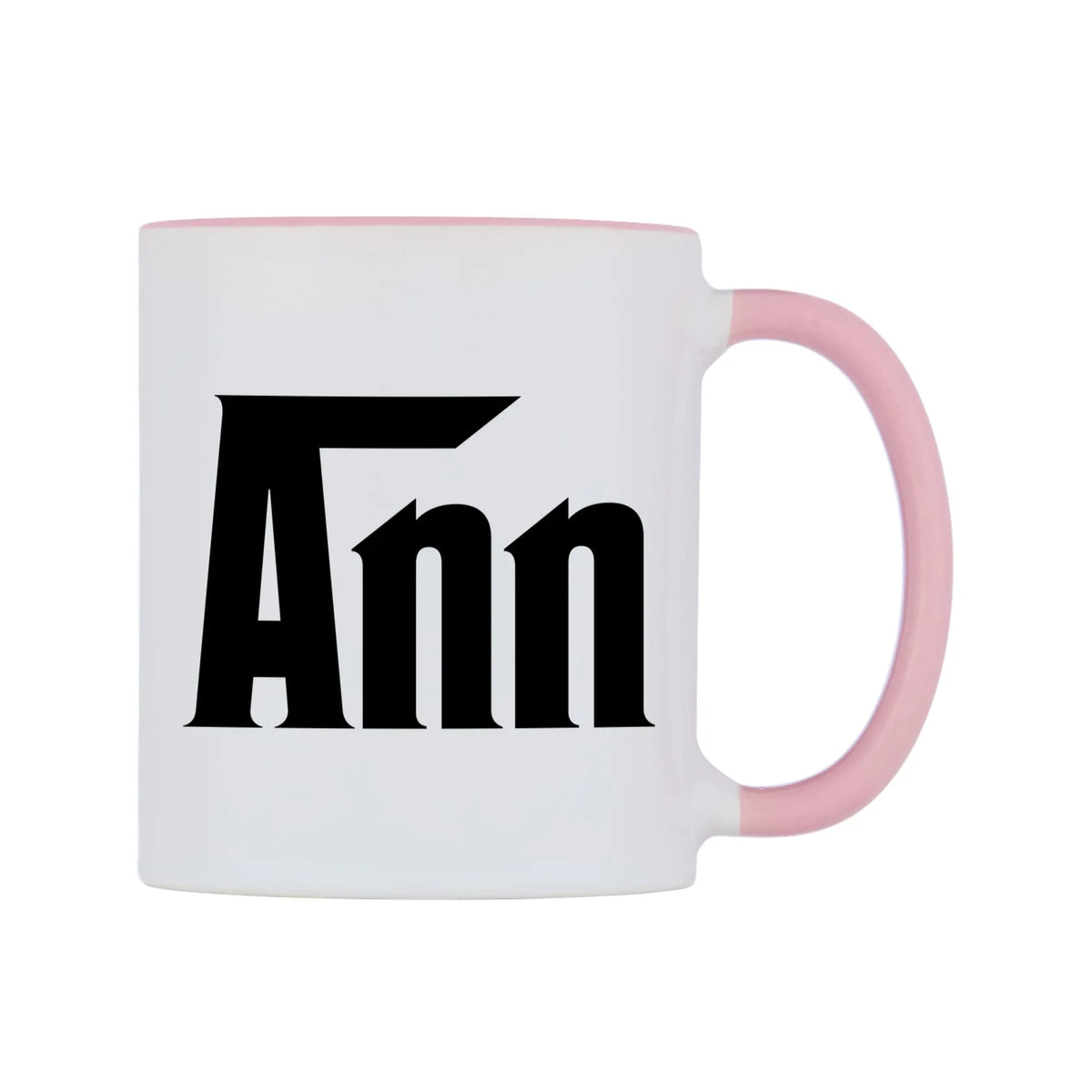 Ann - Godfather Themed Mug — white 11oz gloss mug with a pink inside and handle, left side, on a white background