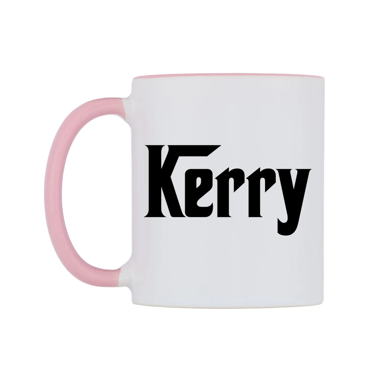 Kerry - Godfather Themed Mug — white 11oz gloss mug with a pink inside and handle, right side, on a white background