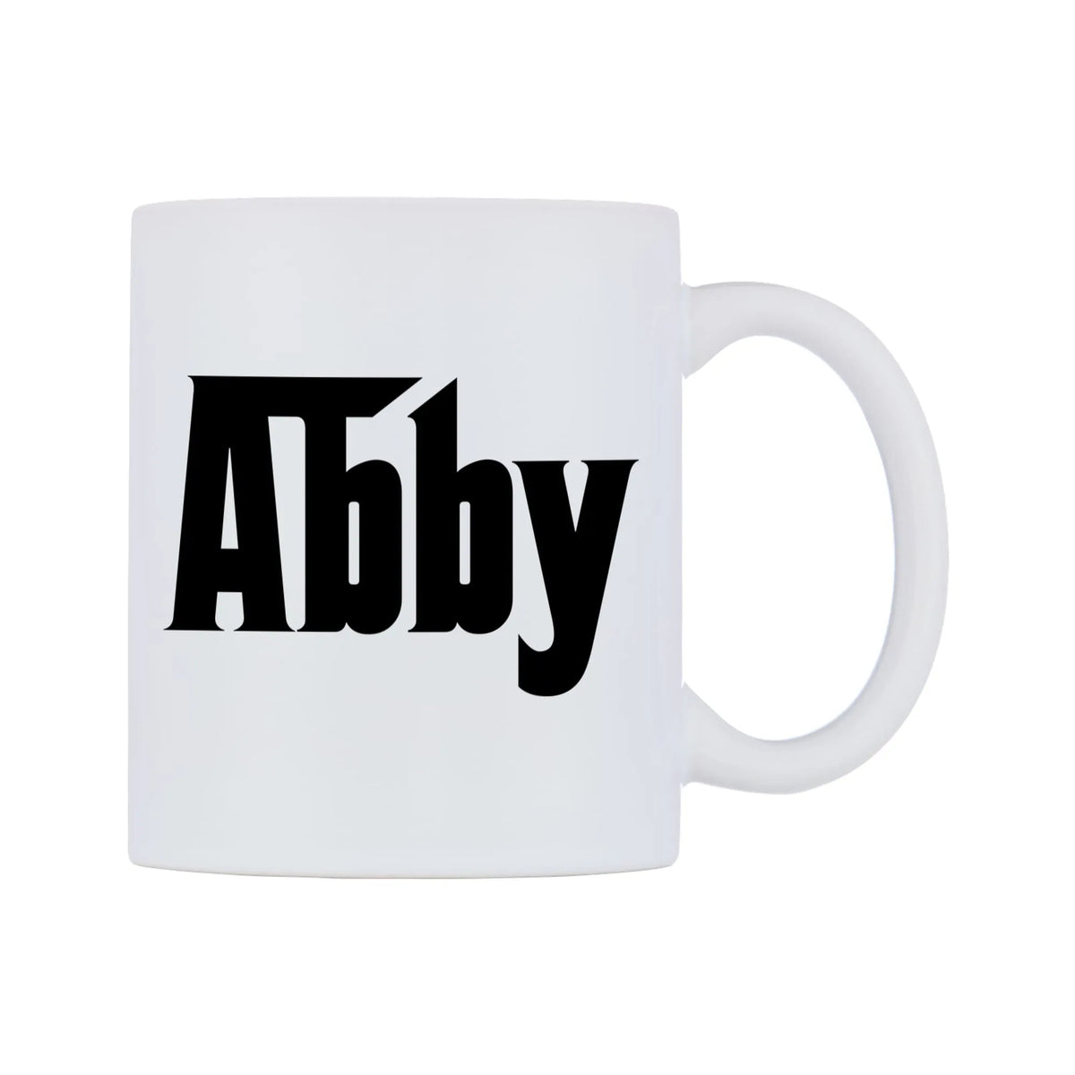 Abby - Godfather Themed Mug — white 11oz gloss mug, left side, on a white background