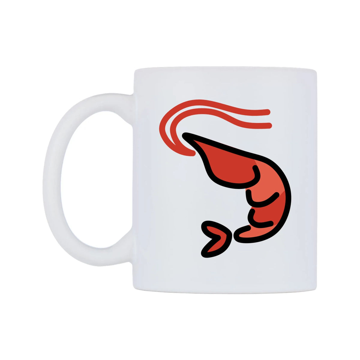 Shrimp Emoji Mug — mug, right side, on a white background