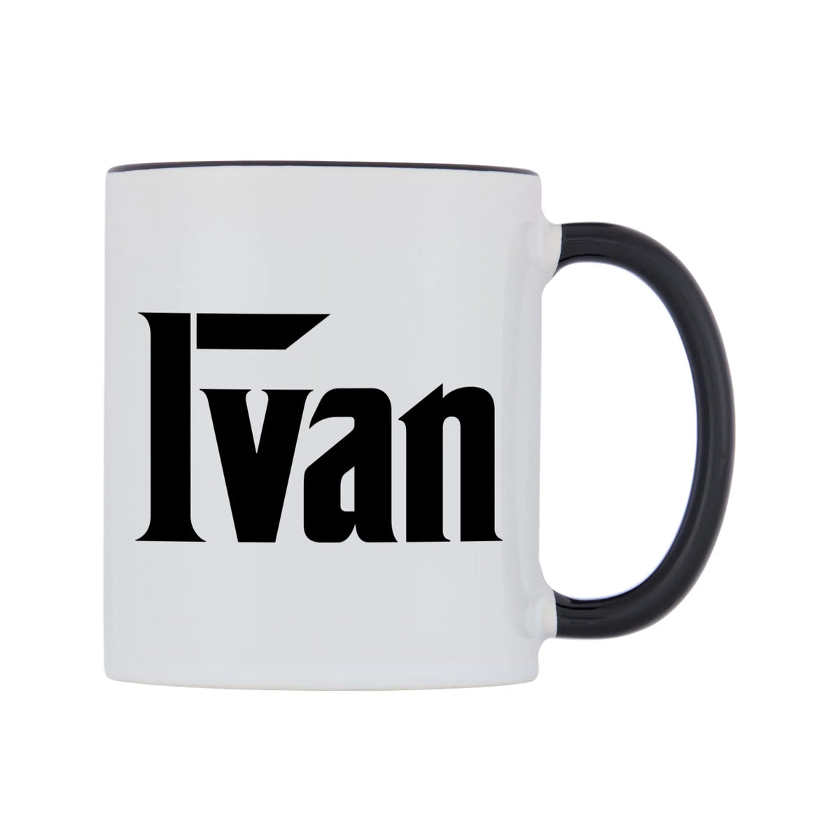 Ivan - Godfather Themed Mug — white 11oz gloss mug with a black inside and handle, left side, on a white background