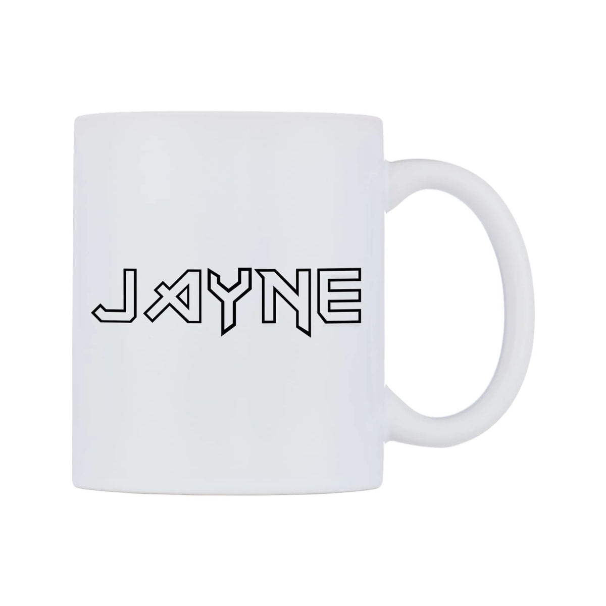 Jayne - Iron Maiden Themed Mug — white 11oz gloss mug, left side, on a white background