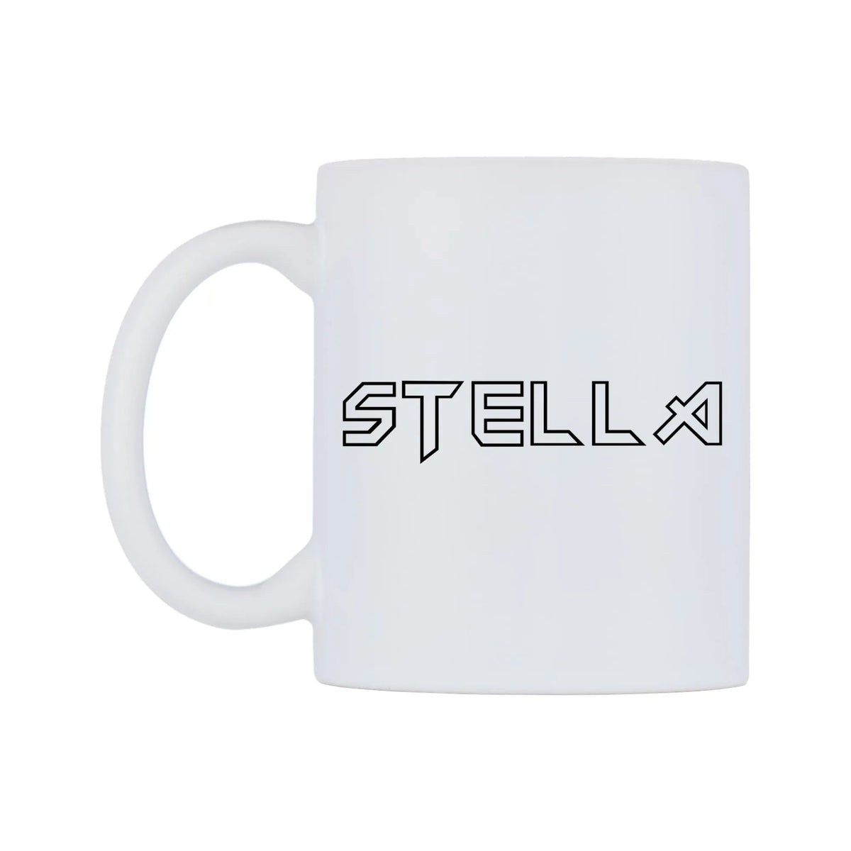 Stella - Iron Maiden Themed Mug — white 11oz gloss mug, right side, on a white background