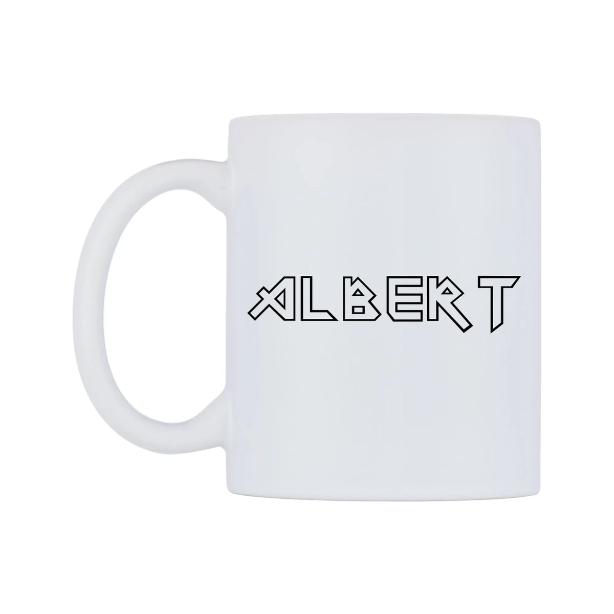 Albert - Iron Maiden Themed Mug — white 11oz gloss mug, right side, on a white background
