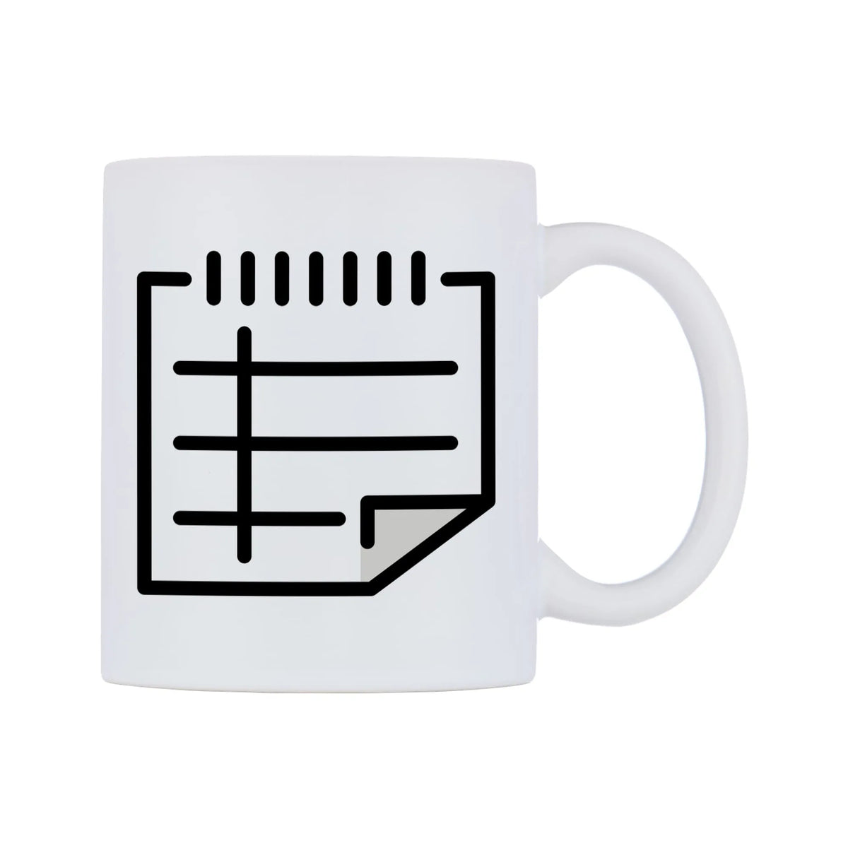 Spiral Notepad Emoji Mug — mug, left side, on a white background