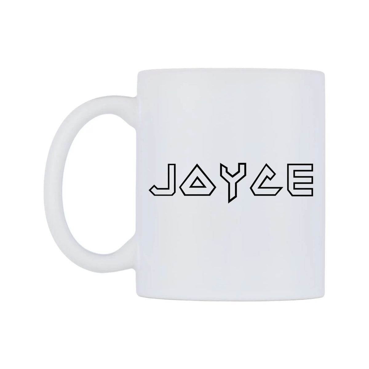 Joyce - Iron Maiden Themed Mug — white 11oz gloss mug, right side, on a white background