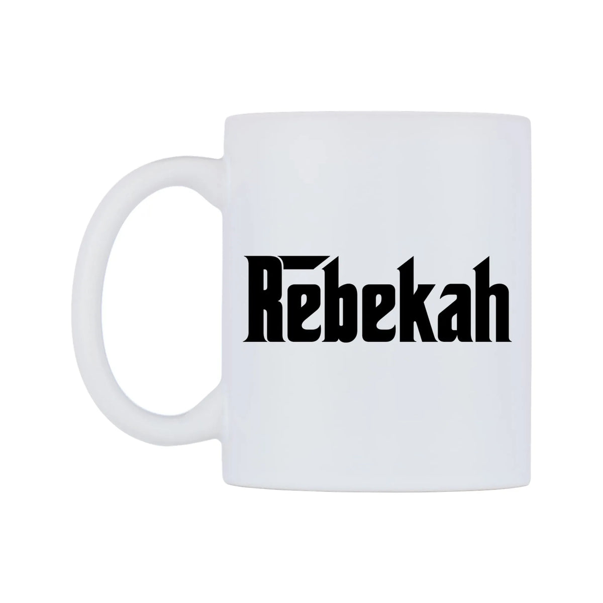 Rebekah - Godfather Themed Mug — mug, right side, on a white background