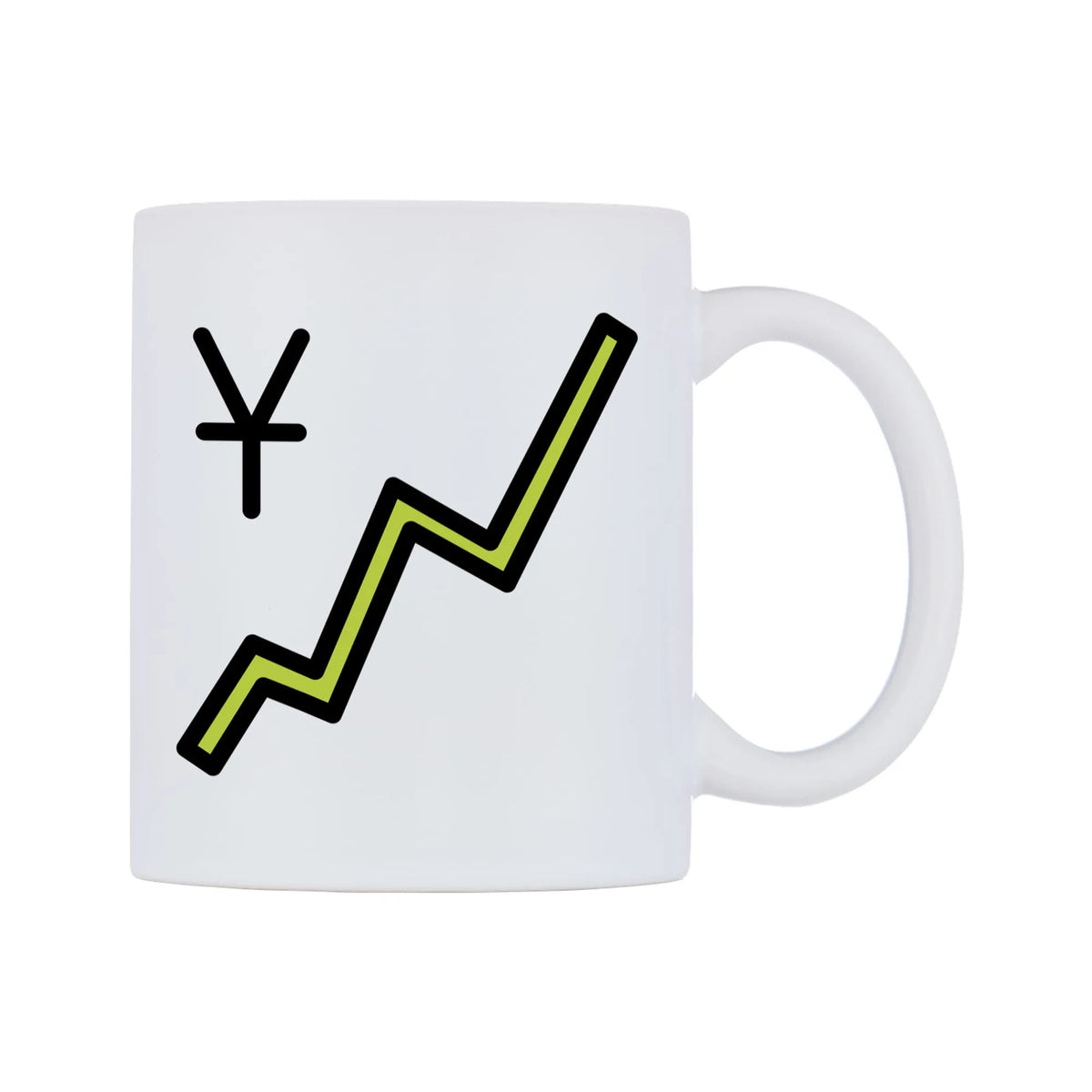 Chart Increasing With Yen Emoji Mug — mug, left side, on a white background