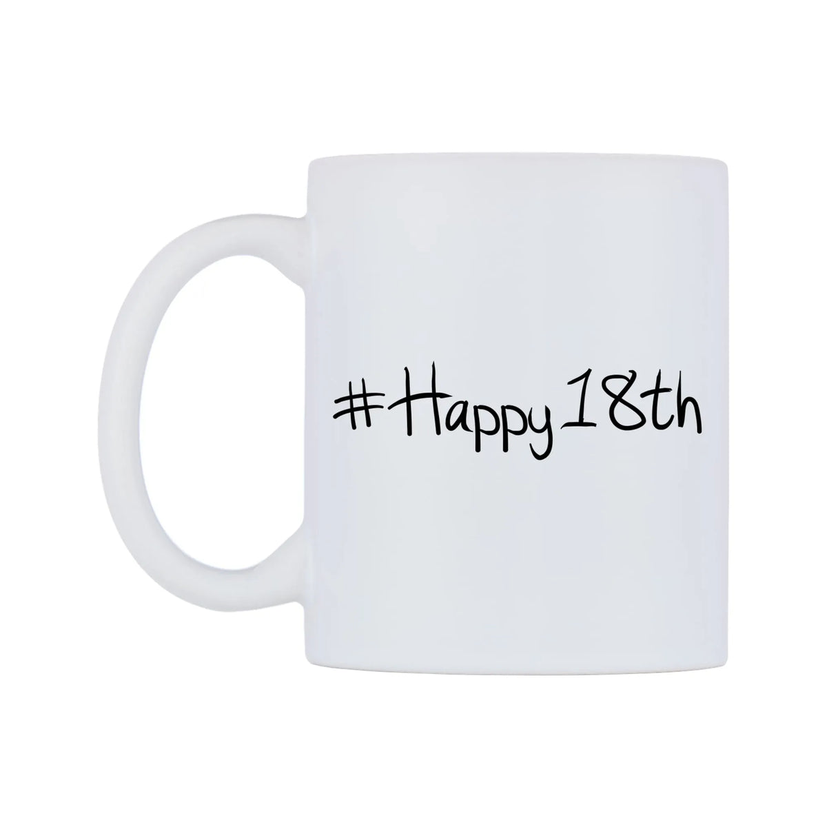 Happy18th Mug — mug, right side, on a white background