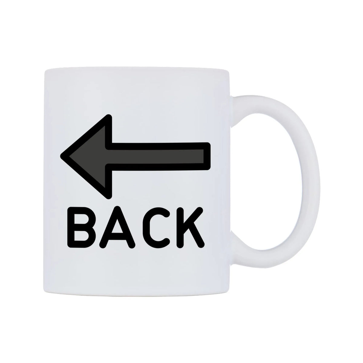 Back Arrow Emoji Mug — mug, left side, on a white background