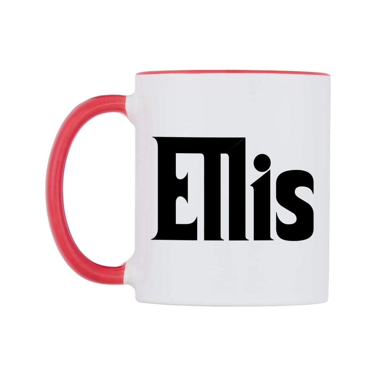 Ellis - Godfather Themed Mug — white 11oz gloss mug with a red inside and handle, right side, on a white background